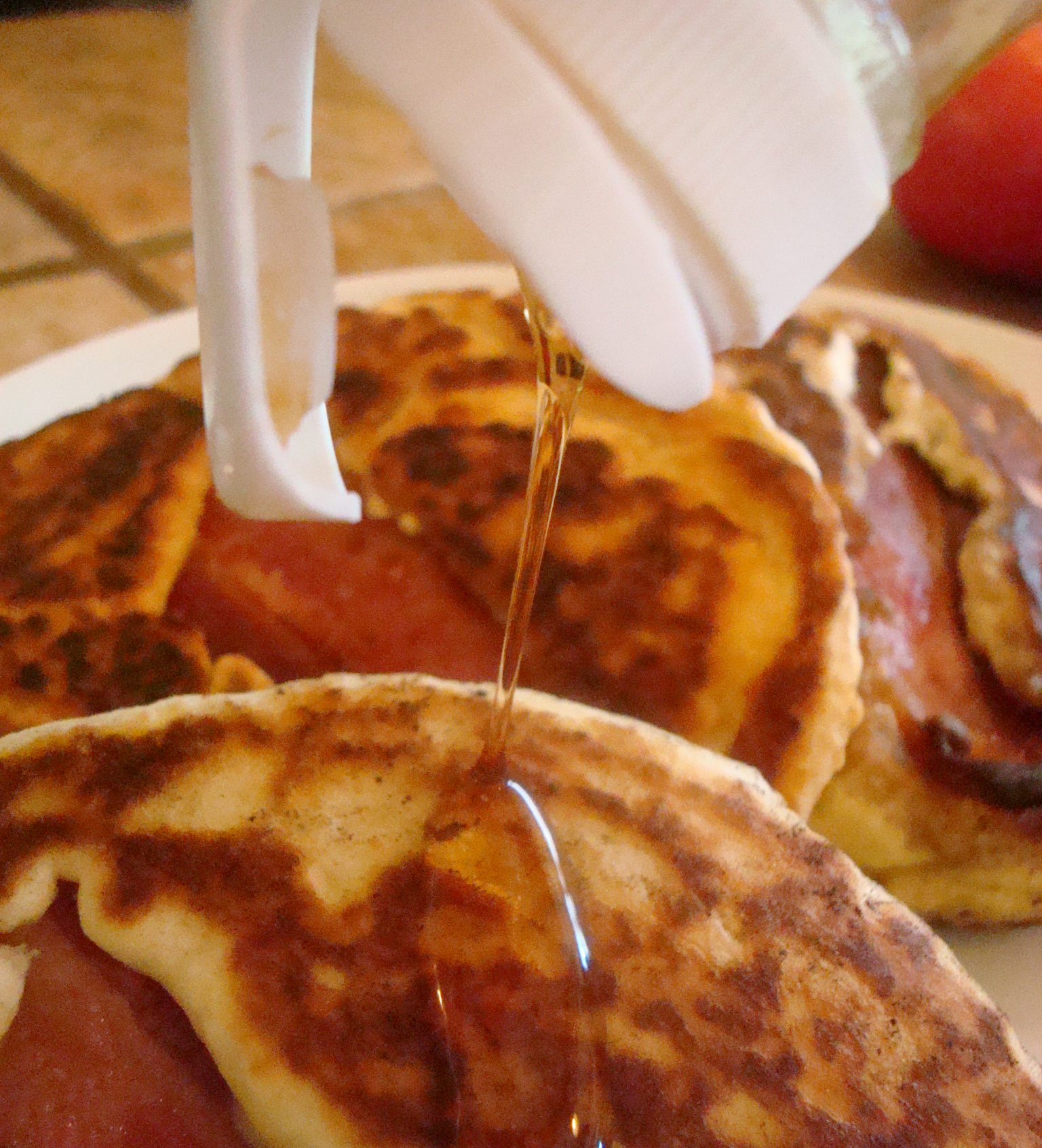 Syrup makes both pancakes and bacon better