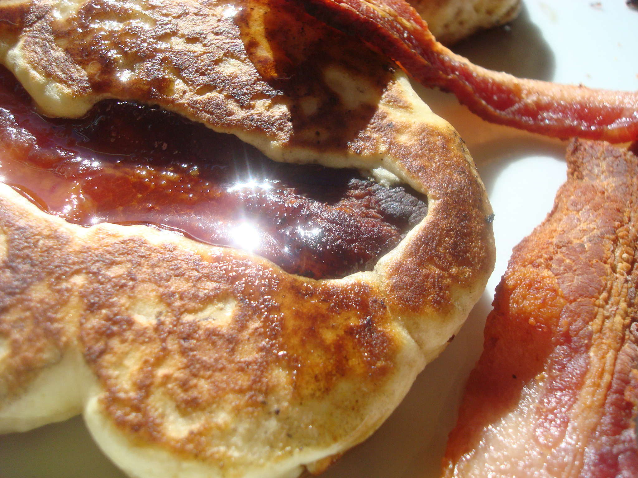 Bacon filled pancakes: a beautiful breakfast