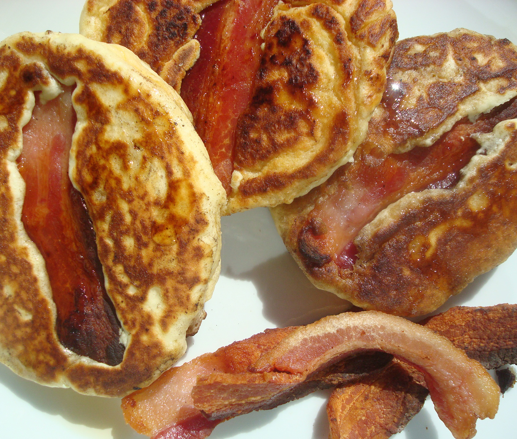 Filled with bacon, these pancakes are a breakfast delight