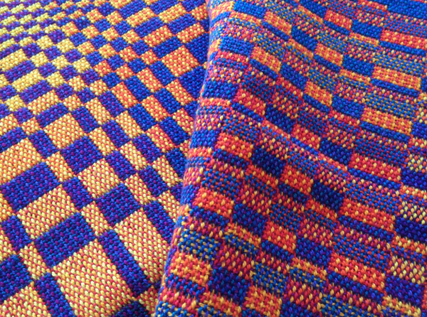 Blue and orange double weave blocks