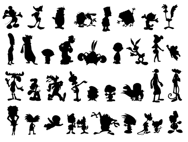 Bob Flynn's collection of famous cartoon silhouettes