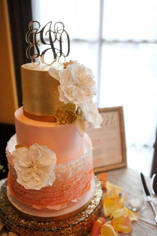 Peach and gold ruffle cake by Craftsy member Angsaban