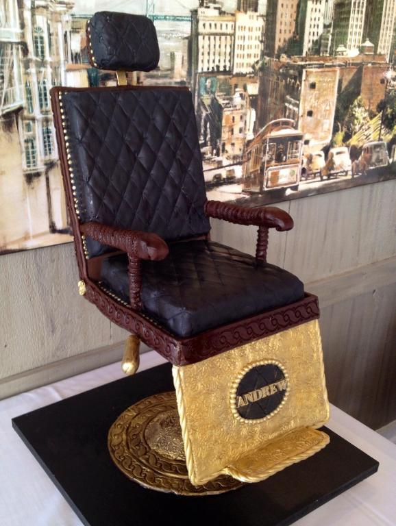 Vintage barber chair cake by Bluprint member Vagabond Baker