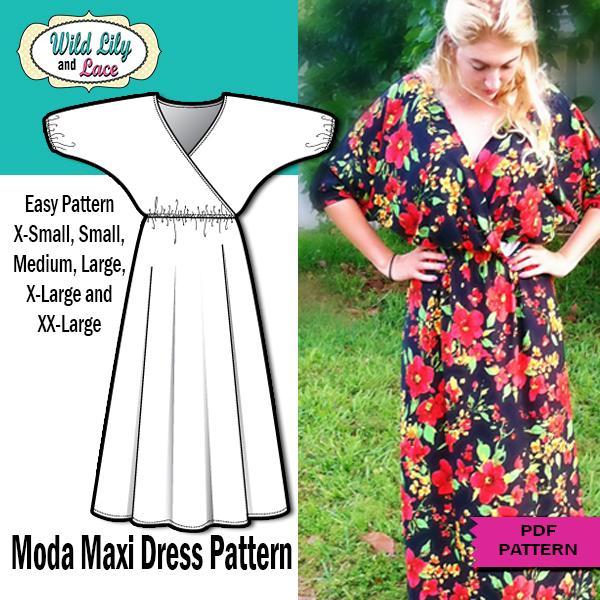 Dolman Sleeve Maxi dress sewing pattern