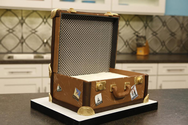 Vintage luggage cake by Craftsy instructor Lauren Kitchens