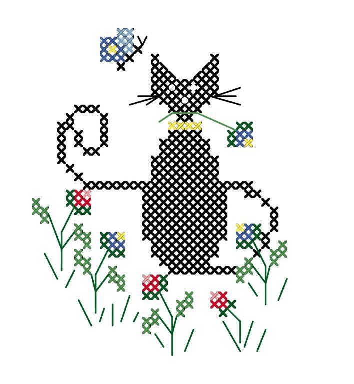 Summer Cat FREE Embroidery Pattern
