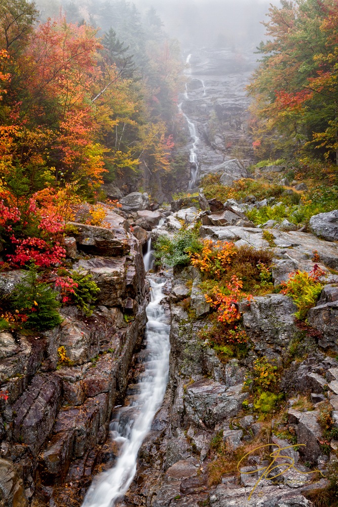 Silver Cascade In The Autumn Mist