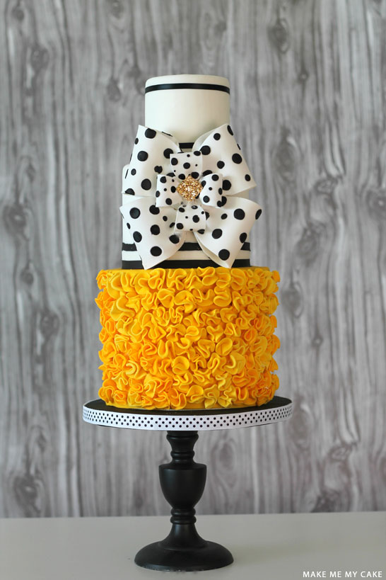 Black, White and Yellow Bow Cake