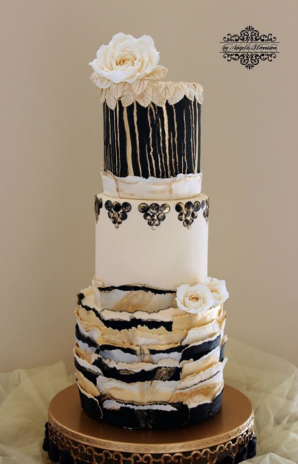 Black, White and Gold Wafer Paper Cake