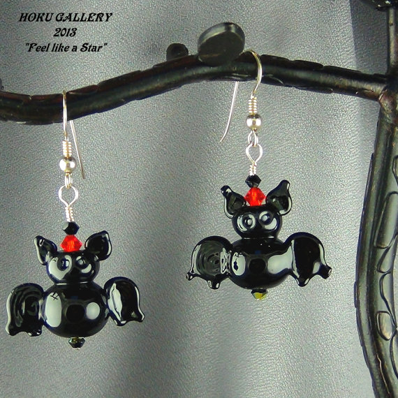 Handmade bat earring by Diane Gerbert-Ballum