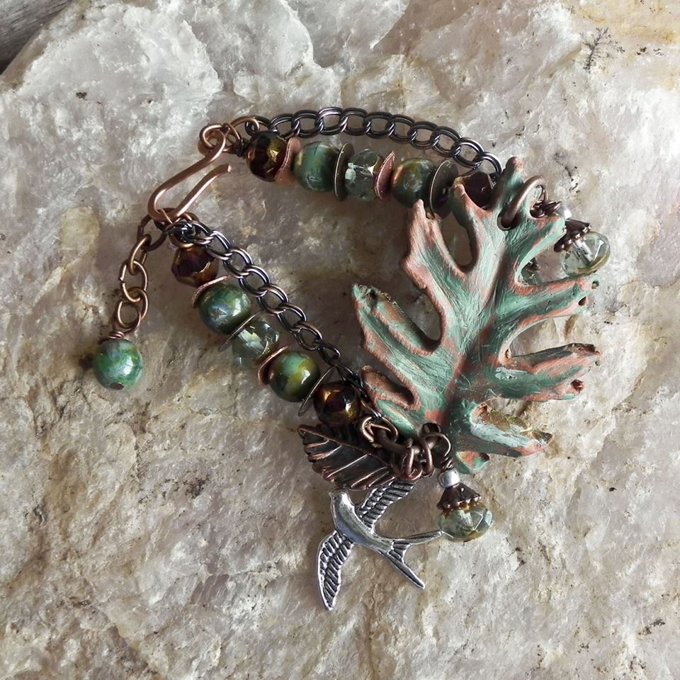 Handmade leaf bracelet by Claire Lee