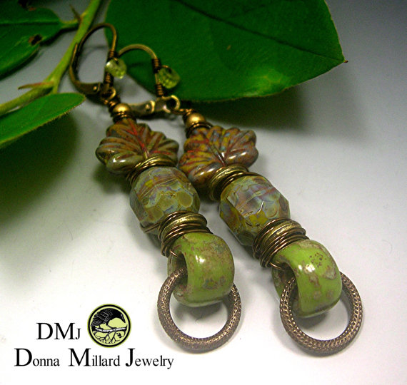 Green Leafy earrings by Donna Millard