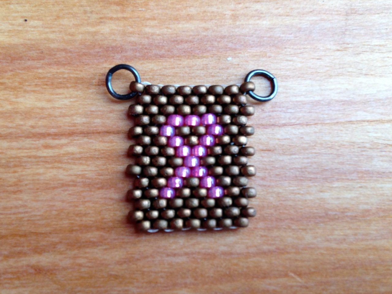 Breast Cancer Awareness Peyote stitch charm
