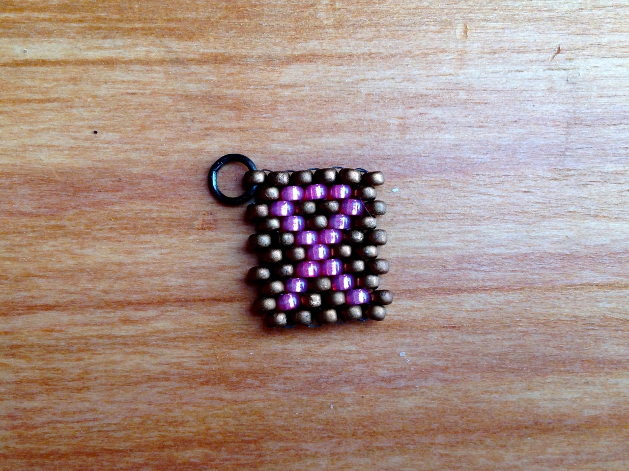 Breast Cancer Awareness peyote stitch tag