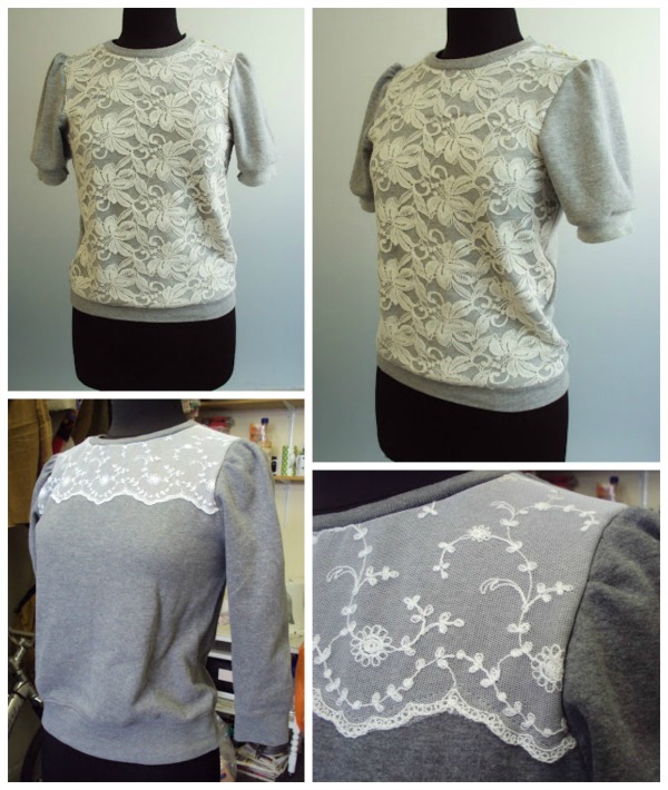 Sweatshirts with lace inserts