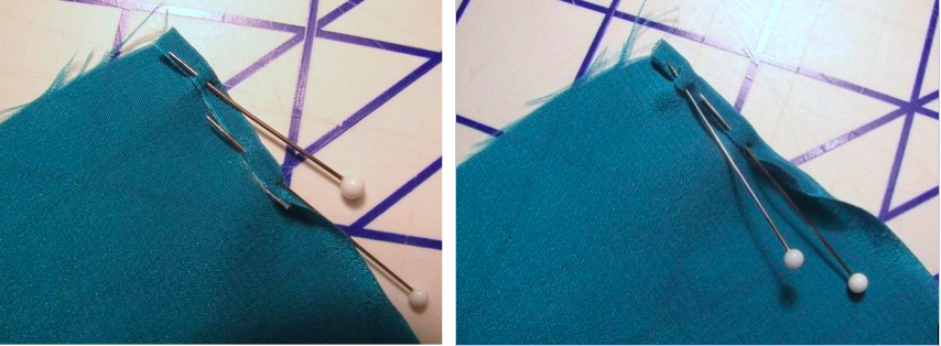 fold the hem over by the width of the interfacing strip