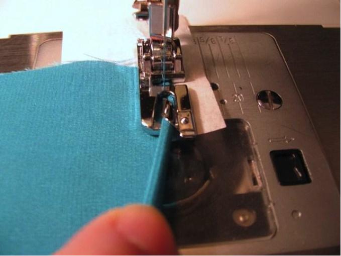 Sewing a rolled hem with a presser foot