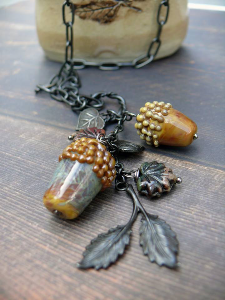 Acorn necklace handmade by Lindsay Philipson