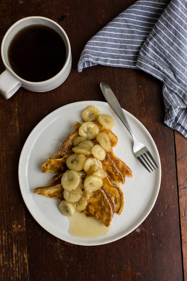 brioche french toast with maple bananas