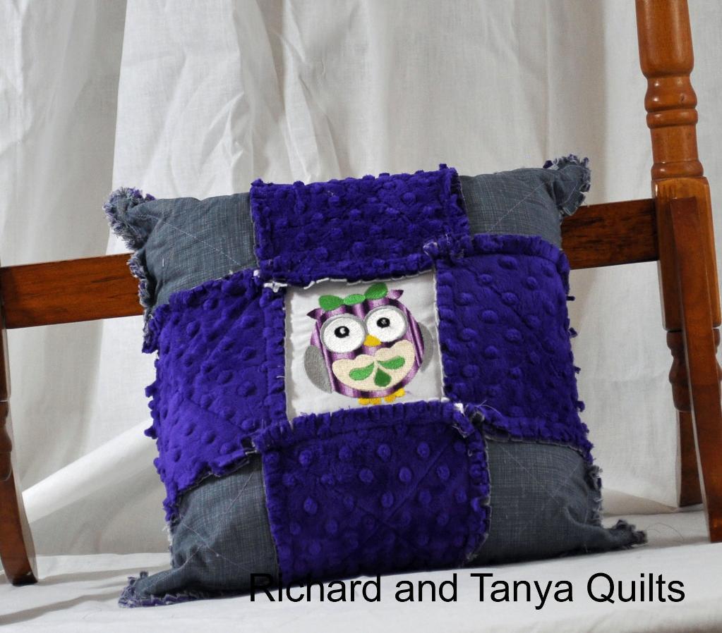 Owl rag throw pillow