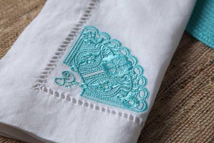 Machine Embroidered Lace Classics Linen Example