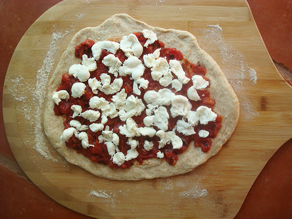 Pizza on peel