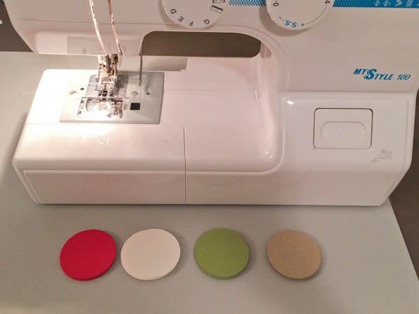 Sewing Machine and Circles Cut from Card Stock