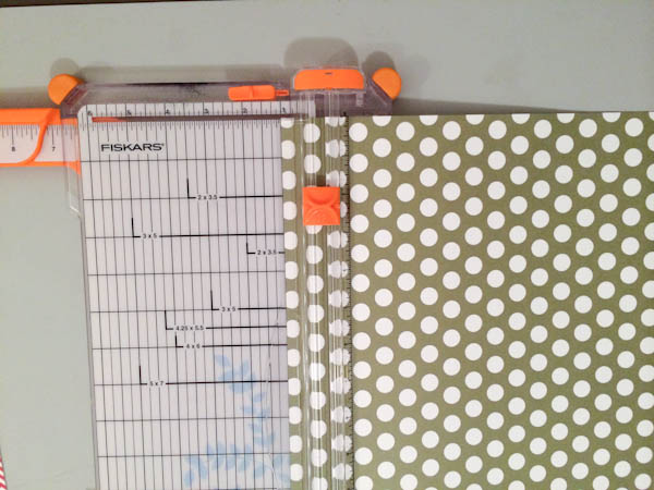 Cutting Strips of Polka Dotted Card Stock on a Paper Cutter