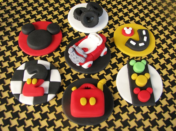 Mickey Mouse Road Ralley cupcake fondant toppers
