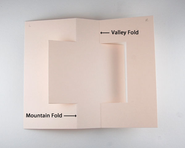 Step 5 Mountain fold at left score line; valley fold at right score line