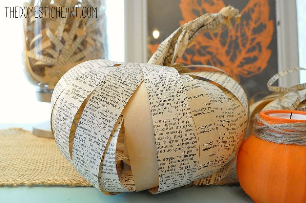 DIY Paper Pumpkin Made From Old Book Pages
