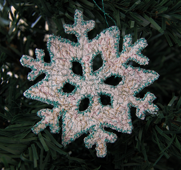 free machine embroidered snowflake tree decoration