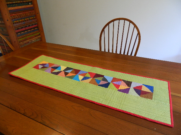 Modern Drunkard's Path Table Runner in Green