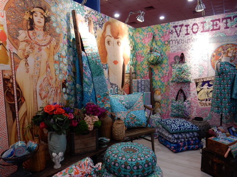 Amy Butler's Violette collection is featured in pillows, clothing and home decor items. 