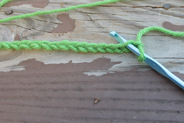 Hook into the chain stitch