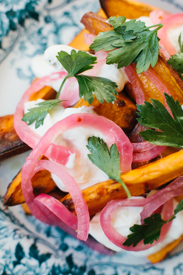 Roasted Yams with Pickled Onions
