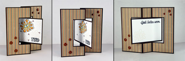 Fancy fold cards: Pictured cards closed, half open and fully open