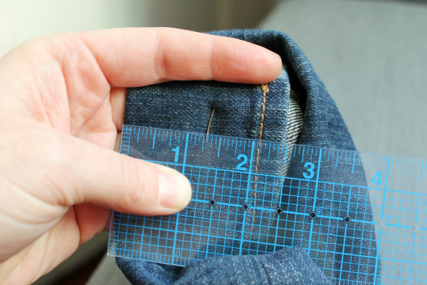 Measure the amount to hem your jeans