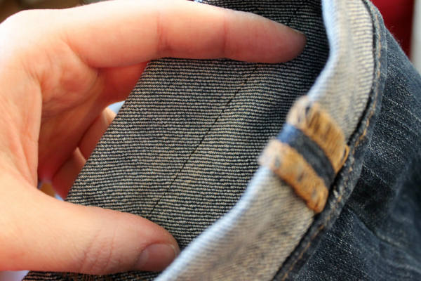 stitching line on new jeans hem
