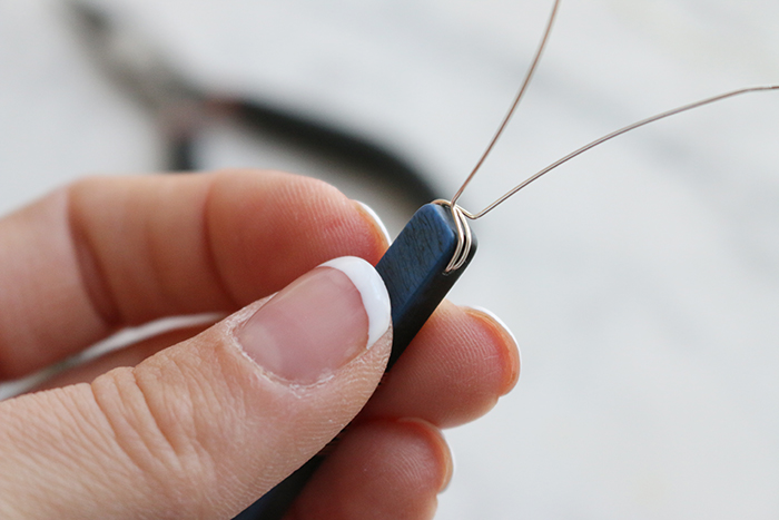 Adding wire to the Long button pendant