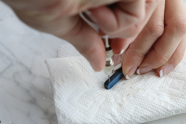 Drilling into the button pendant