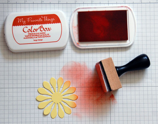 Orange Ink Pad, Samper and Paper Flower