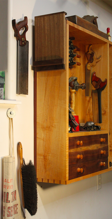 Bench hooks are stored on a tool shelf