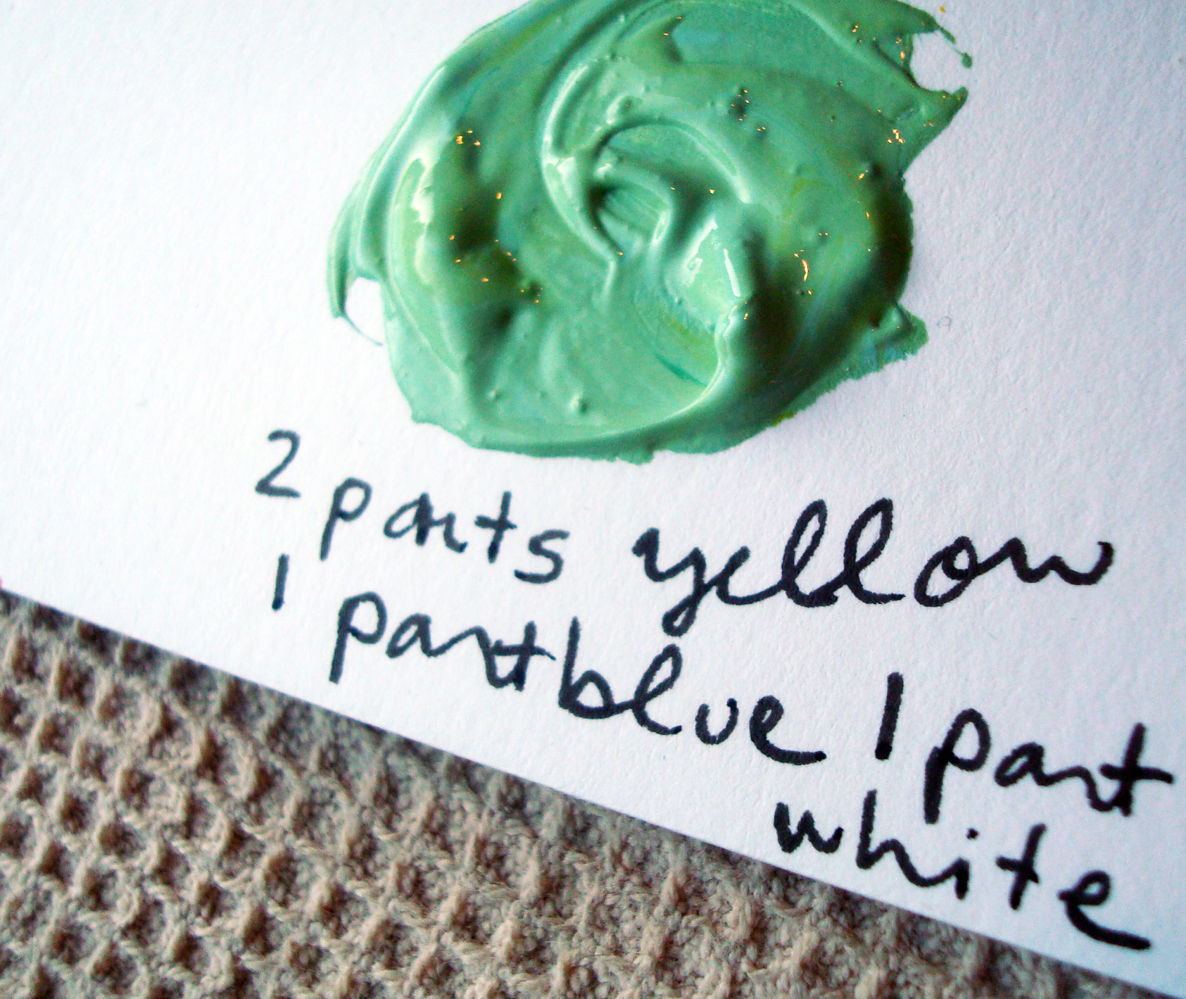 Green with yellow and white