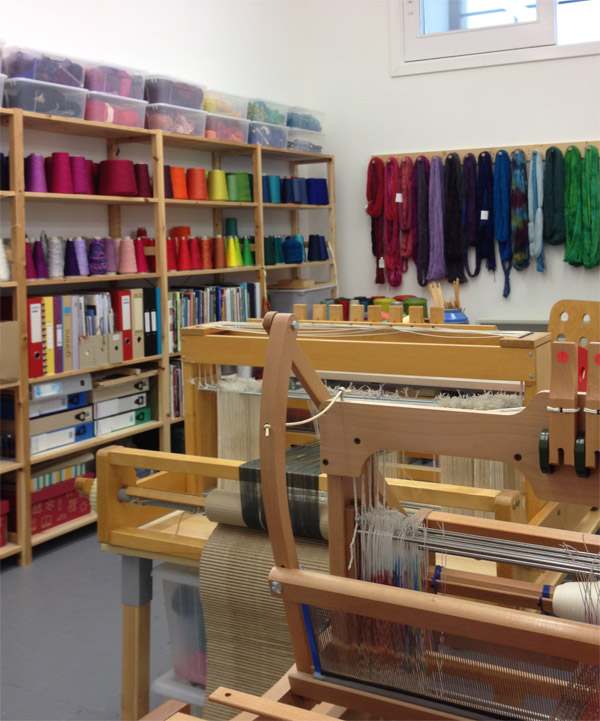 shelves of yarn