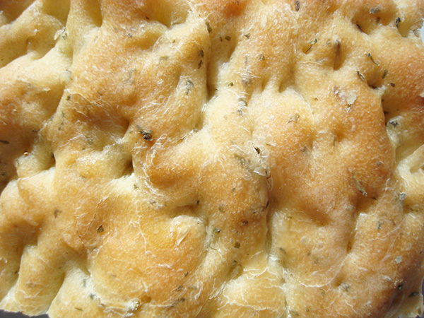 Focaccia bread from above