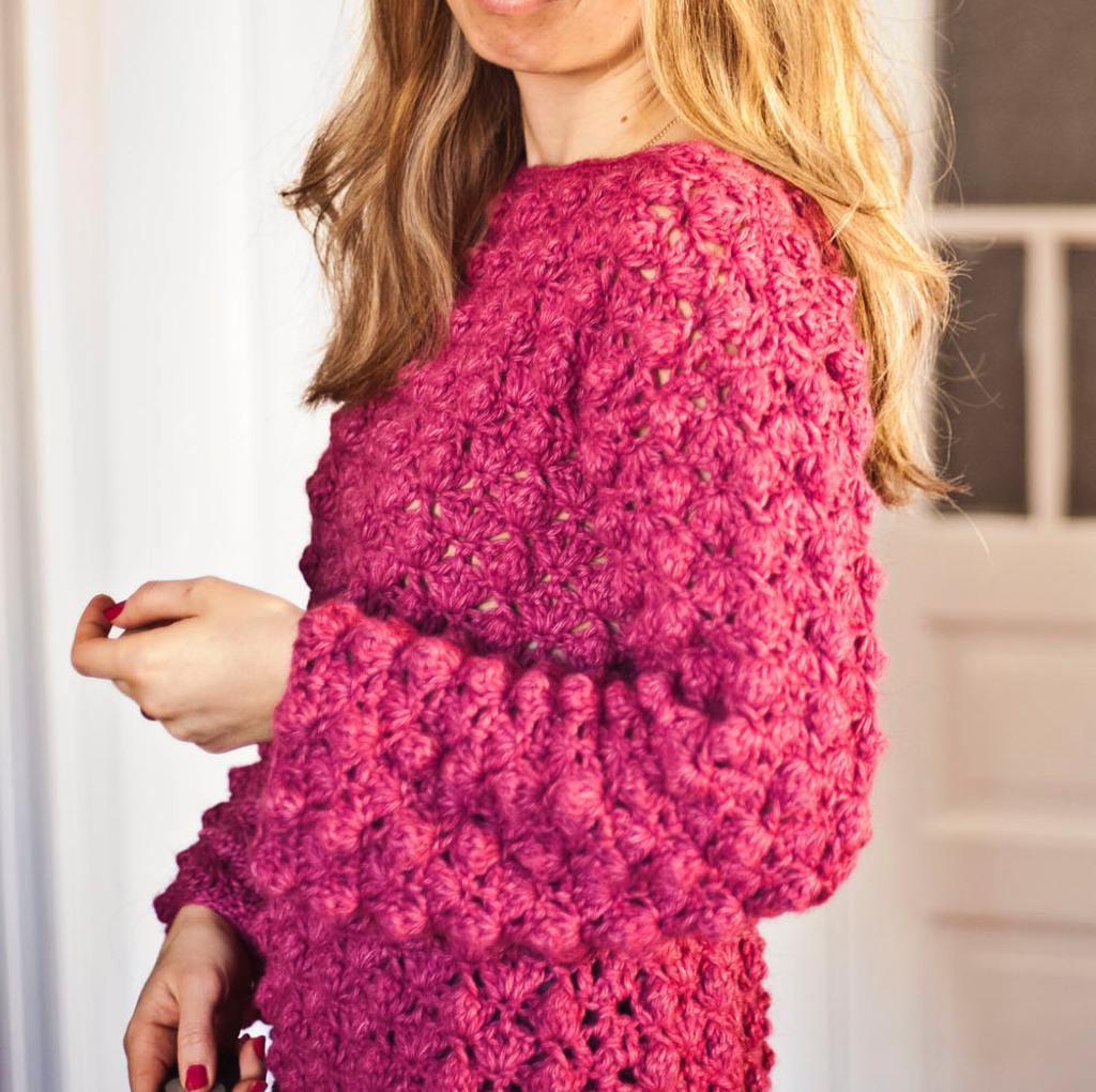 Ladies Popcorn Sweater crochet pattern