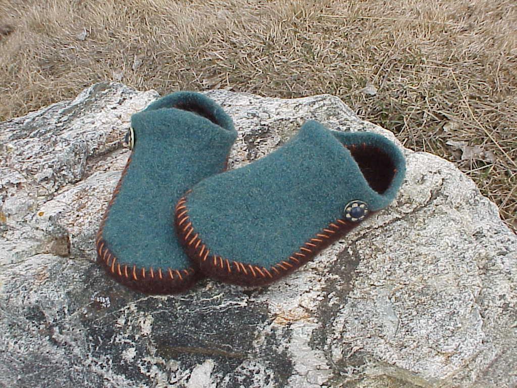 Needle knit Felted Slippers