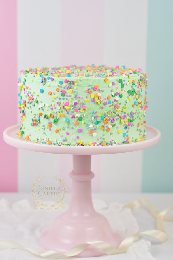 Recipe for a bright funfetti cake that's gluten-free by Juniper Cakery