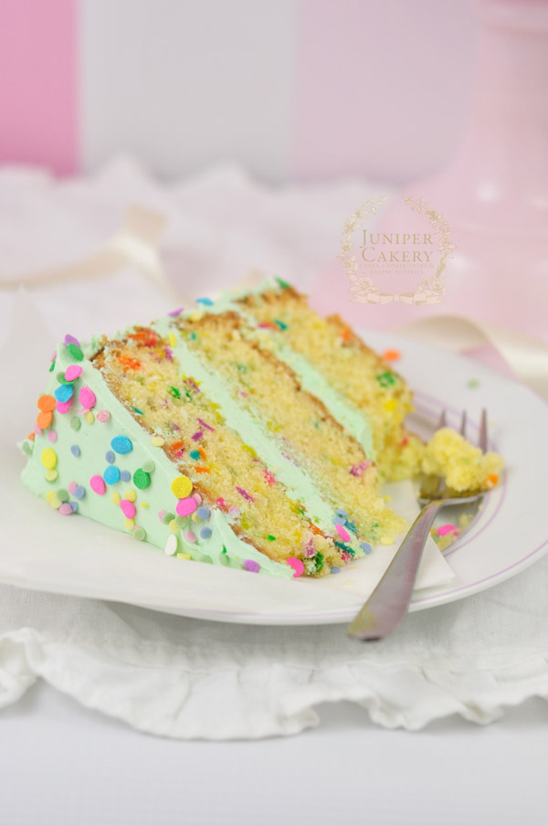 Gluten-free confetti cake recipe by Juniper Cakery